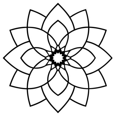 Siyah beyaz mandala desenli dekoratif çiçek deseni. vektör.