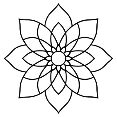 Çiçek süsleme mandala ikonu. Çiçek vektör simgesinin özet çizimi