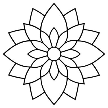 Beyaz arkaplanda çiçek mandala, vektör illüstrasyonu.