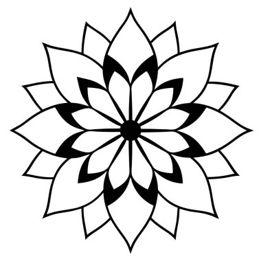 Mandala desenli siyah beyaz çizim