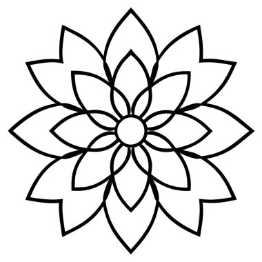 Lotus çiçeği mandala vektör simgesi, özet siyah