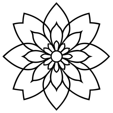 Güzel nilüfer çiçeği süslenmiş mandala çizgi simgesi