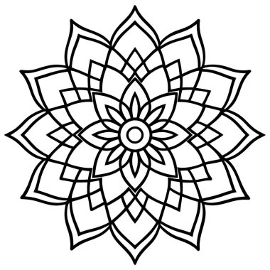 Siyah ve beyaz mandala 'nın vektör çizimi