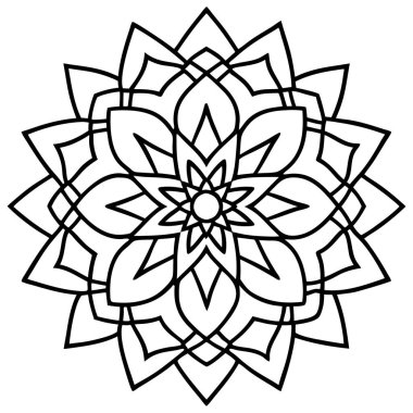 Siyah ve beyaz mandala vektörü. Etnik süs. Boyama sayfası. boyama kitabı