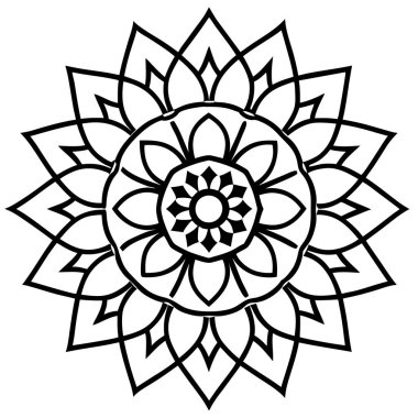 Siyah beyaz tasarım mandala simgesi.