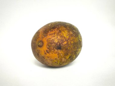 Half-ripe ambarella fruit with some parts orange and other parts green, in Indonesia called kedondong, isolated on a white background.  clipart