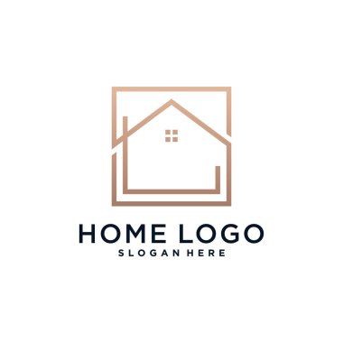 Yaratıcı kavramlı ev logosu tasarım vektör şablonu