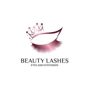 Yaratıcı taç konseptiyle kadın modası için güzel kirpik logosu tasarımı