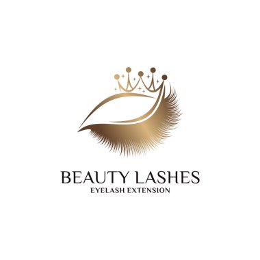 Yaratıcı taç konseptiyle kadın modası için güzel kirpik logosu tasarımı