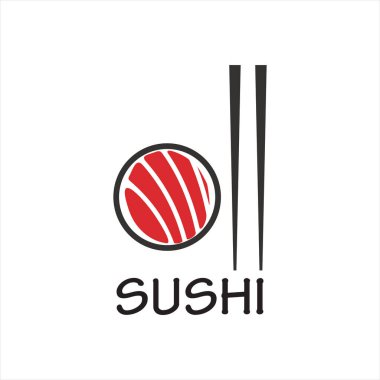 Vektör suşi restoran logosu tasarımı ilham şablonu