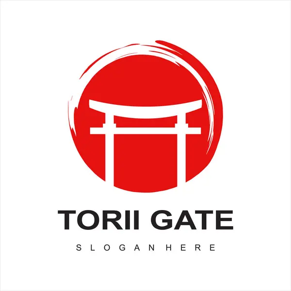  Torii kapısı logo tasarımı simge çizim vektör şablonu