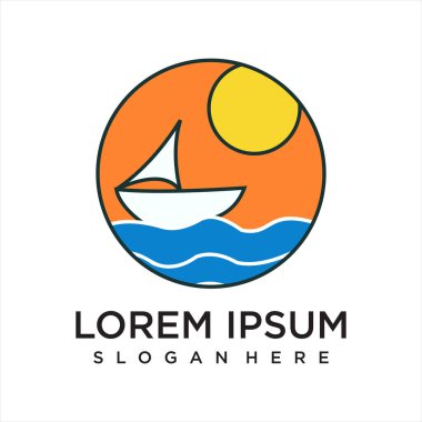 Çizgi sanatı illüstrasyon logosuna sahip basit dağ logosu
