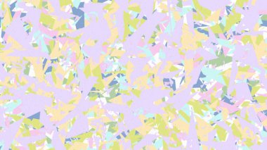 Düzensiz funky pastel üçgen desen arka plan. Renkli neşeli modern kolaj duyuru davetiyesi için çerçeve kartını kesiyor. Tatlı pozitif ruh hali yumuşak eflatun mor, mavi, turuncu pembe ve yeşil
