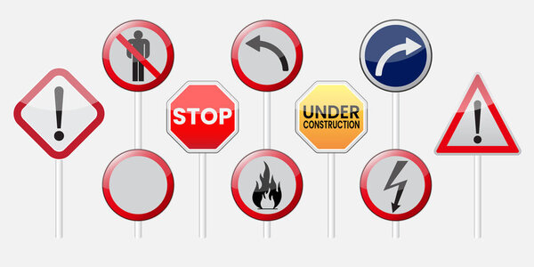 набор предупреждающих знаков. вектор