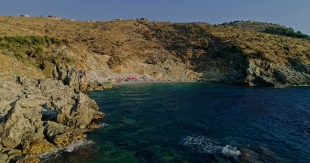 Summer Ionian Sea Aerial Vista Litoral Com Praia Arenosa — Vídeo de Stock