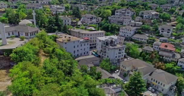 Staré Město Gjirokaster Albánii Letecký Pohled — Stock video