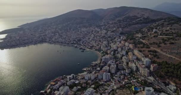 Summer Jonian Sea Aerial Vista Costa Con Playa Arena — Vídeo de stock