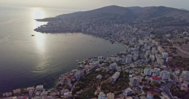 Beach Albanian Riviera South Albania Saranda Aerial View — Stock Video