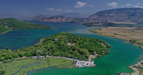 Summer Ionian Sea Aerial Vue Sur Littoral Avec Plage Sable — Video