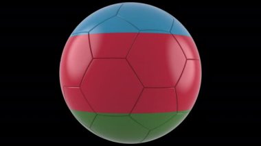 Azerbaycan bayrağıyla futbol topu. Şeffaf Arkaplan, Alfa Kanalı, 4K ProRes