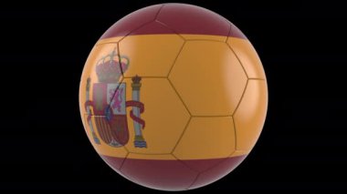 İspanya Bayrağı ile futbol topu. Şeffaf Arkaplan, Alfa Kanalı, 4K ProRes