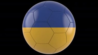 Ukrayna bayrağıyla futbol topu. Şeffaf Arkaplan, Alfa Kanalı, 4K ProRes
