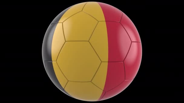 Футбольный Мяч Флагом Бельгии Прозрачный Фон Альфа Канал Prores — стоковое видео