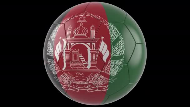 Футбольный Мяч Флагом Афганистана Прозрачный Фон Альфа Канал Prores — стоковое видео