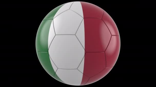 Balón Fútbol Con Bandera Italia Fondo Transparente Canal Alfa Prores — Vídeo de stock