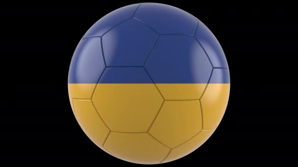 Voetbal Met Vlag Van Oekraïne Transparante Achtergrond Alpha Channel Prores — Stockvideo