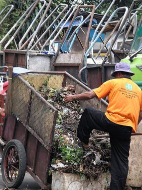 Jakarta, Endonezya, 28 Aralık 2006 Çöpçü veya Tukang Sampah         