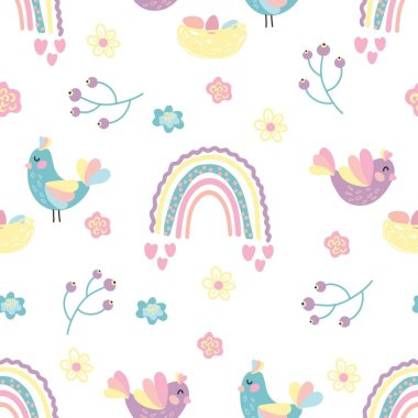 Çiçeksel elementlerin vektörsüz deseni