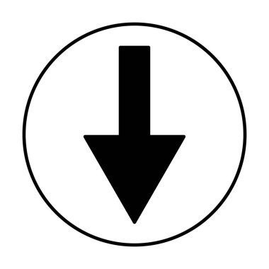 Beyaz arkaplanda Aşağı Ok simgesi vektörü