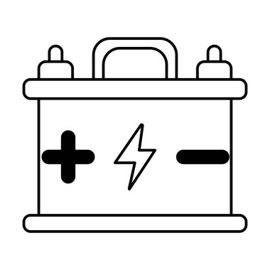 beyaz arkaplanda araba aküsü simgesi vektörü