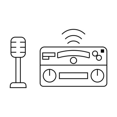 Beyaz arkaplanda radyo ekipmanı simgesi vektörü