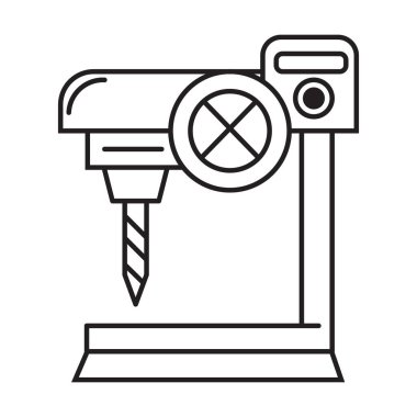 Beyaz arkaplanda endüstriyel sondaj makinesi simgesi vektörü