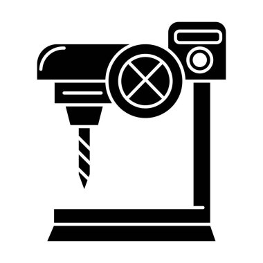 Beyaz arkaplanda endüstriyel sondaj makinesi simgesi vektörü