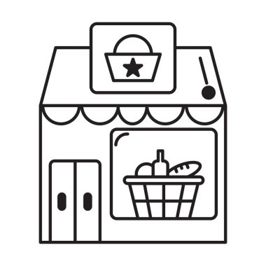 Beyaz arkaplanda market simgesi vektörü