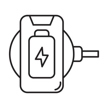 Beyaz arkaplanda kablosuz şarj simgesi vektörü