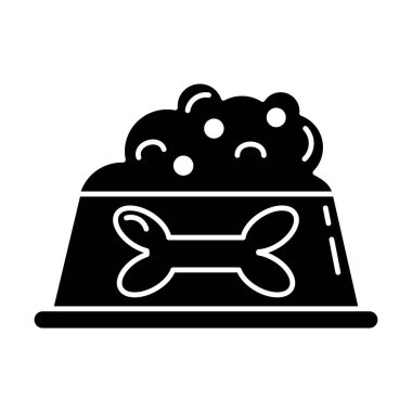 Beyaz arkaplanda evcil hayvan yemek kasesi ikonu vektörü