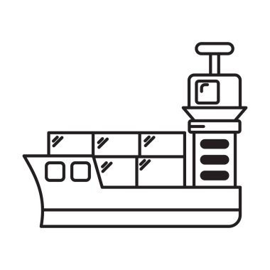 Beyaz arkaplanda kargo gemisi simgesi vektörü