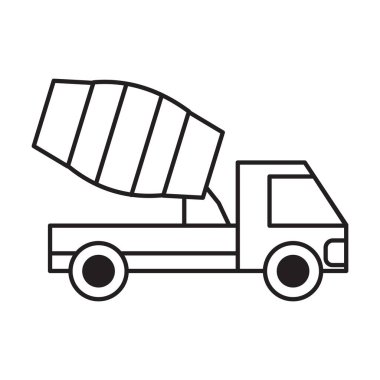 Beyaz arkaplanda çimento karıştırıcı kamyon simgesi vektörü