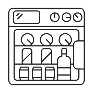 Beyaz arkaplanda mini buzdolabı simgesi vektörü