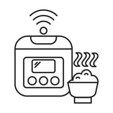 Beyaz arkaplanda pirinç pişirme simgesi vektörü