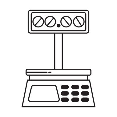 Beyaz arkaplan üzerindeki ölçek simgesi vektörü tartılıyor