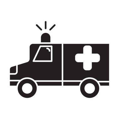 Beyaz arkaplanda ambulans simgesi vektörü