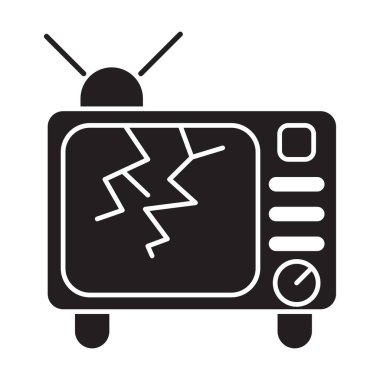 Beyaz arkaplanda kırık televizyon simgesi vektörü