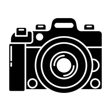 Beyaz arka plan üzerinde kamera simge vektör