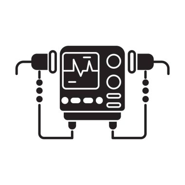 Beyaz arkaplanda defibrilatör tıbbi cihaz simgesi vektörü