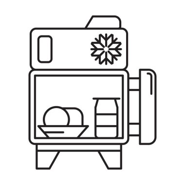 Beyaz arkaplanda mini buzdolabı simgesi vektörü